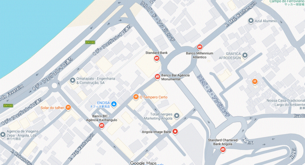 ルアンダ_銀行の集まる場所の地図
