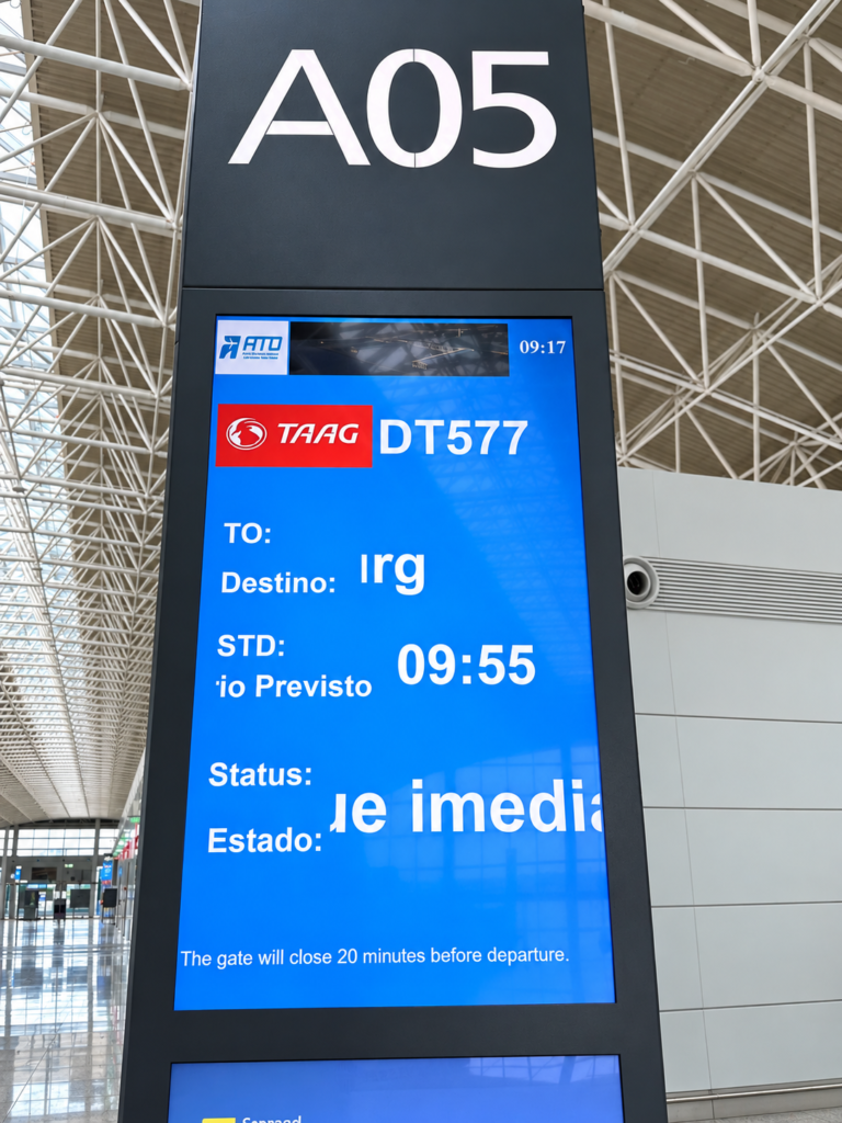 Dr.アントーニオ・アゴスチーニョ・ネート国際空港_DT577出発案内