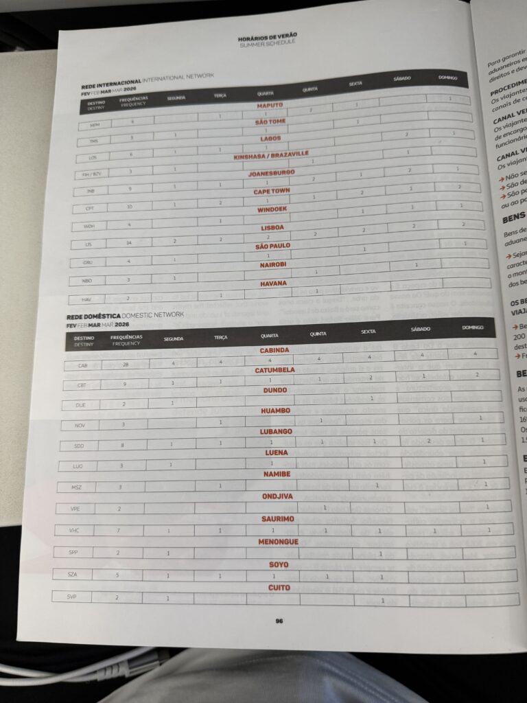 TAAGアンゴラ航空_機内誌路線案内